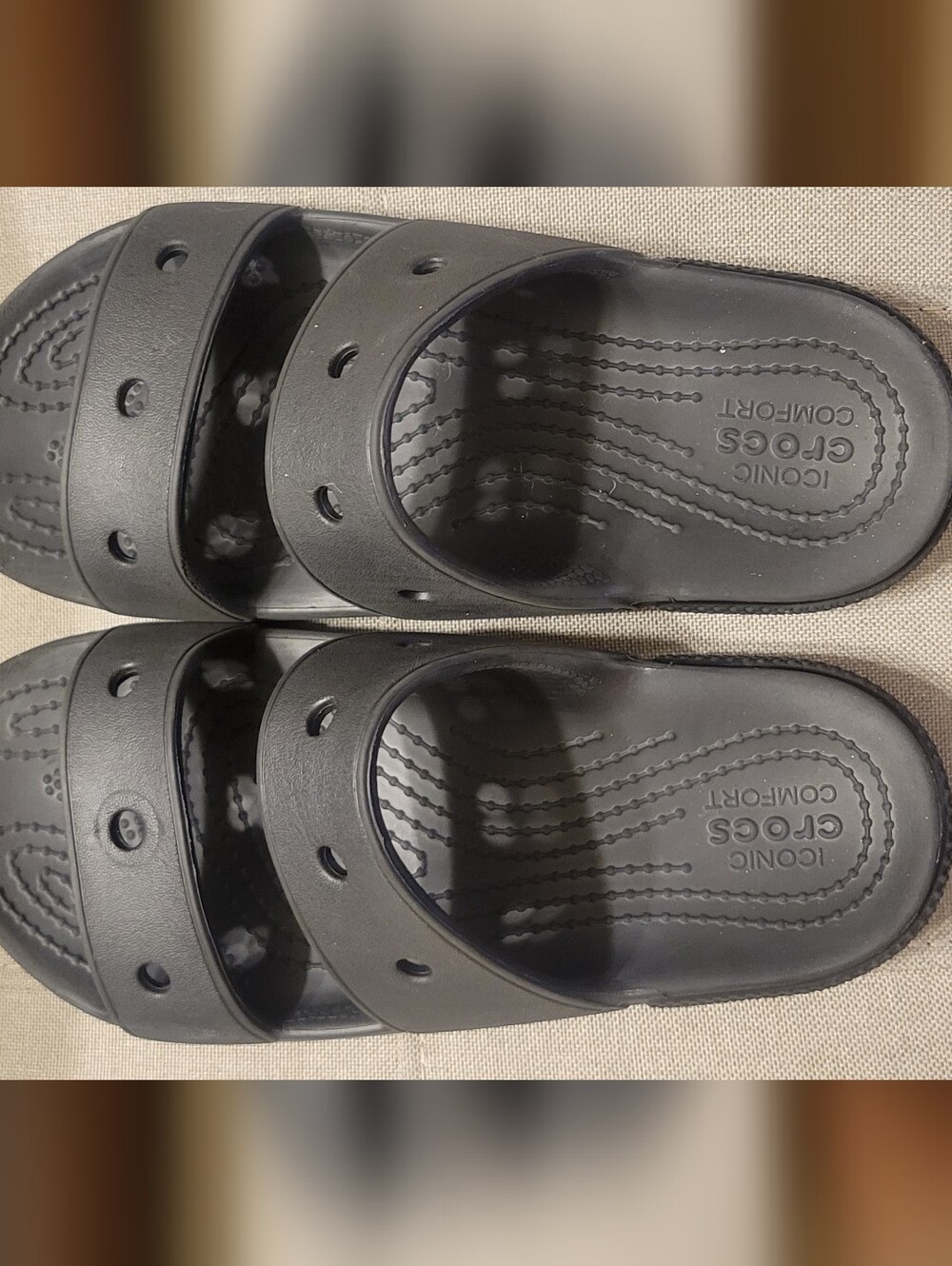 CROCS Black Dual-Strap Slide Sandals